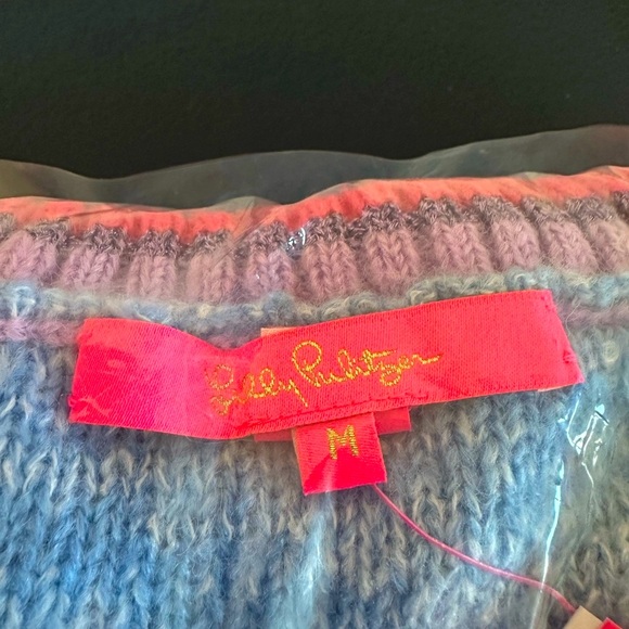 Lilly Pulitzer Verna Textured Blue and Pink Crew Neck Sweater - Picture 7 of 9